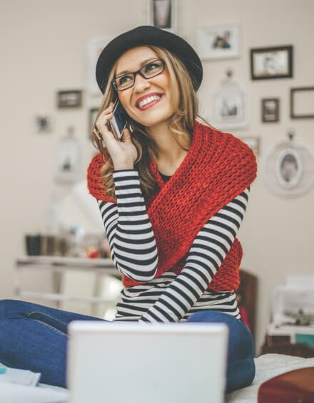 Woman talking on cellphone.